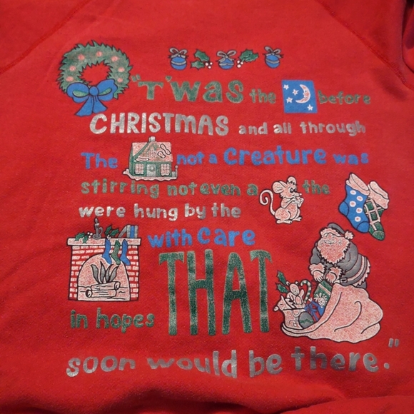 VTG Twas The Night Before Christmas Sweatshirt Women's L Made In The USA Cozy - Picture 2 of 5